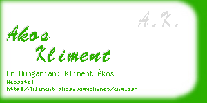 akos kliment business card