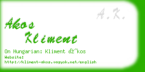 akos kliment business card